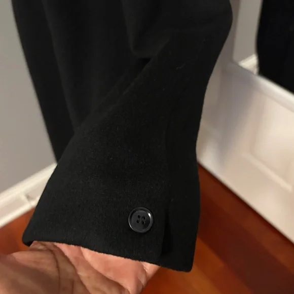 Vintage Michael Tong Black Wool Double-Breasted Long Coat - Picture 7 of 16